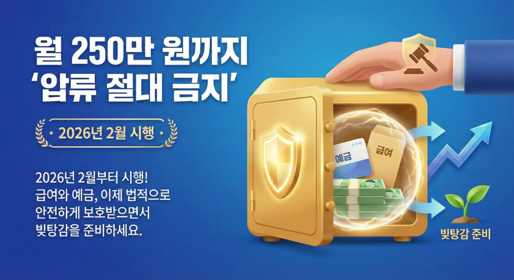 월 250만 원까지 압류 절대 금지 - 2026년 2월 시행